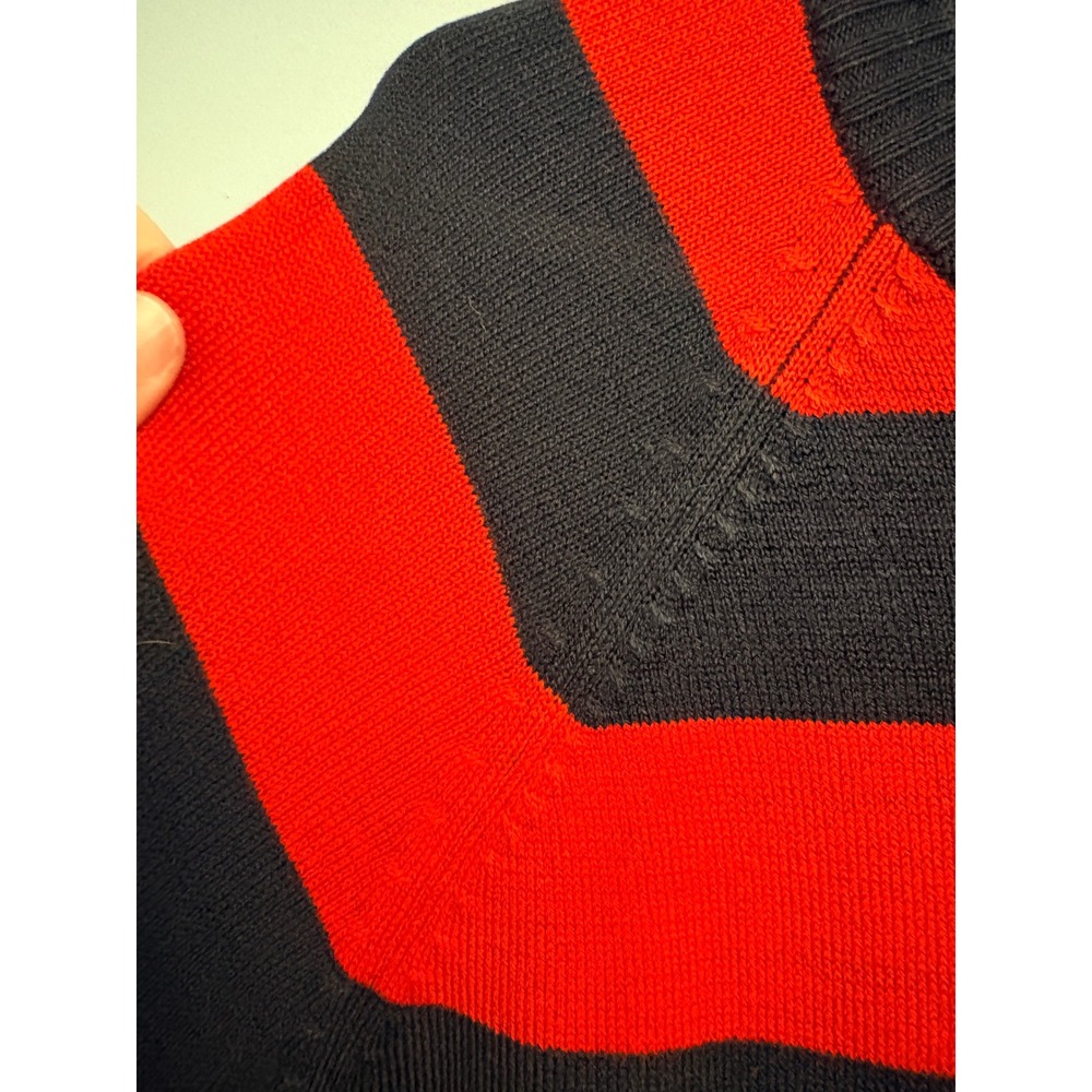 French Connection Red Navy Striped Fisherman Nautical Long Sleeve Sweater L - Picture 5 of 11